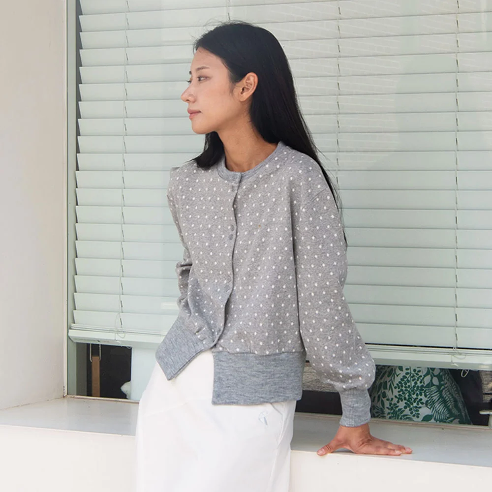 BP Loveletter Dot Cardigan_MELANGE GRAY
