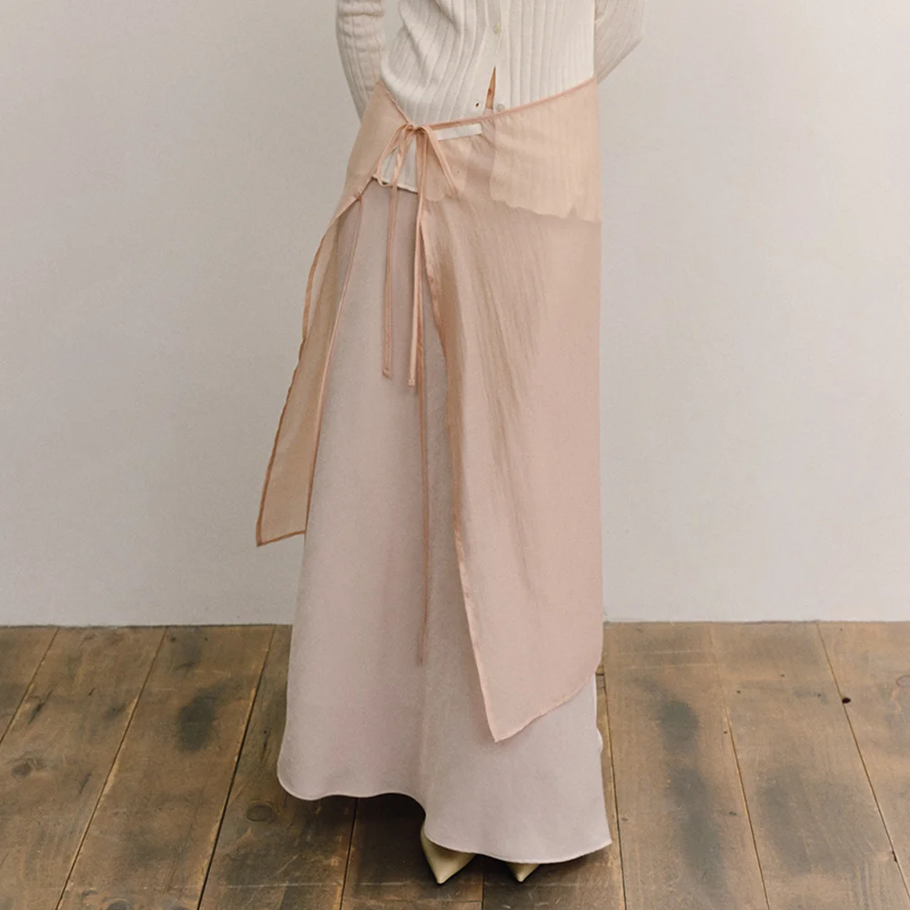 LAYERED PIECE WRAP SKIRT_PINK
