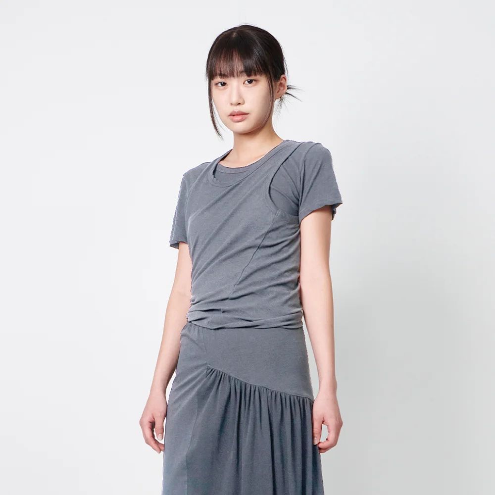 WOMENS TWIST HALF T-SHIRTS CHARCOAL