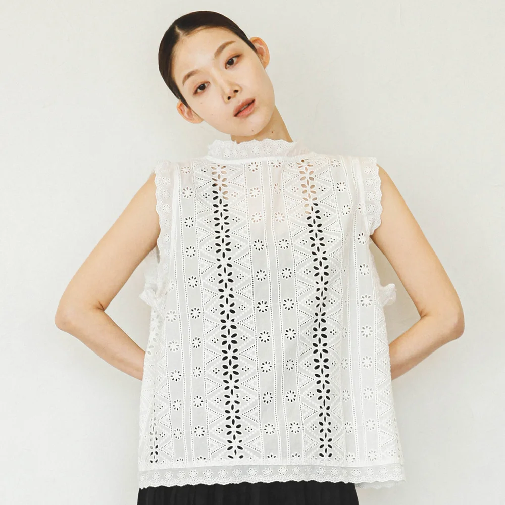 Eyelet Lace White Blouse