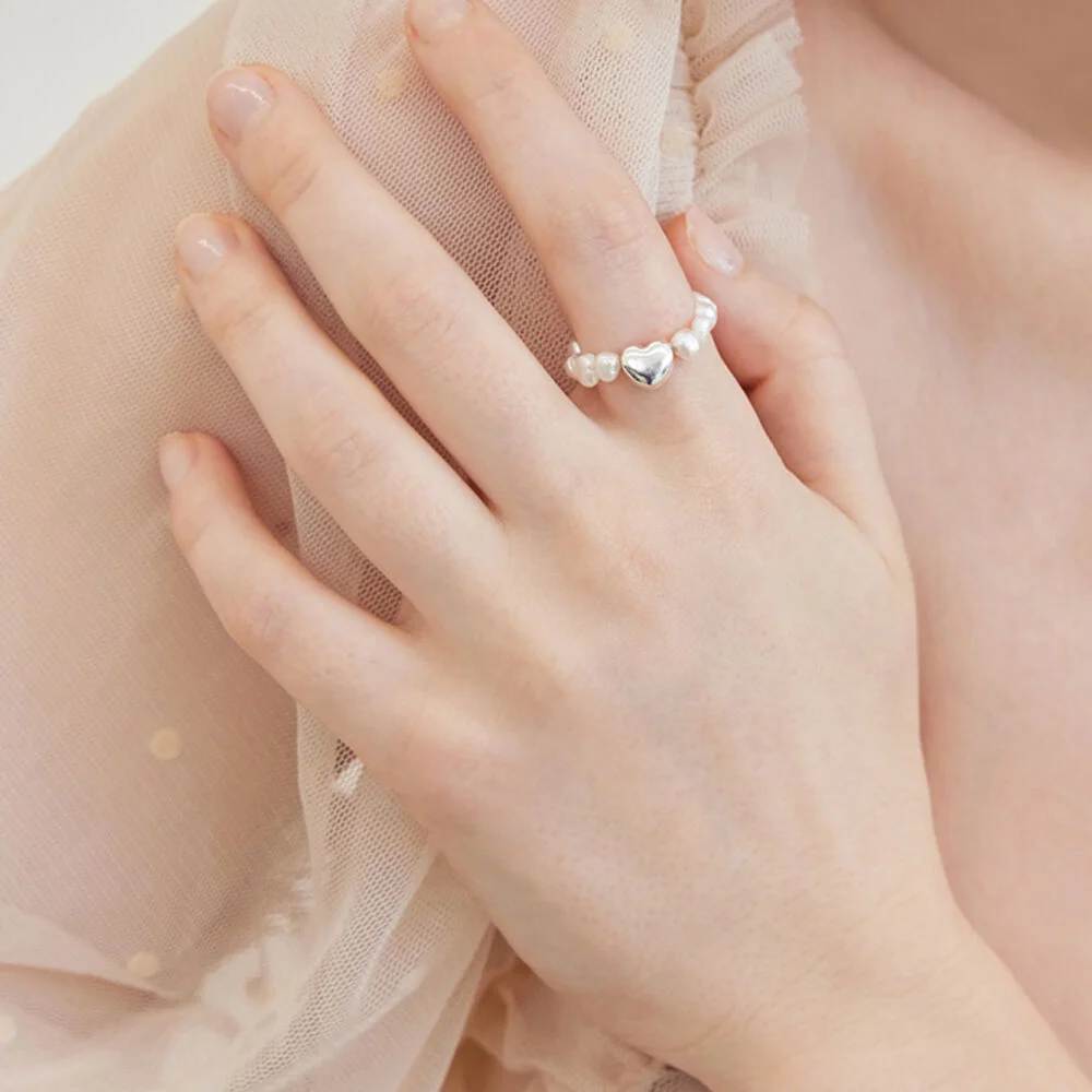 Heart pendant Fresh Water Pearl Ring