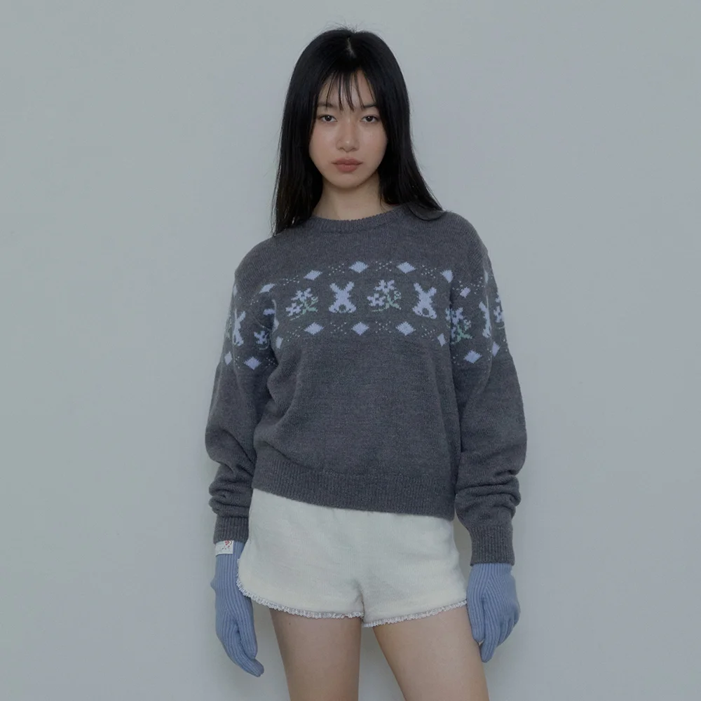 RABBIT WOOL SWEATER (GREY)
