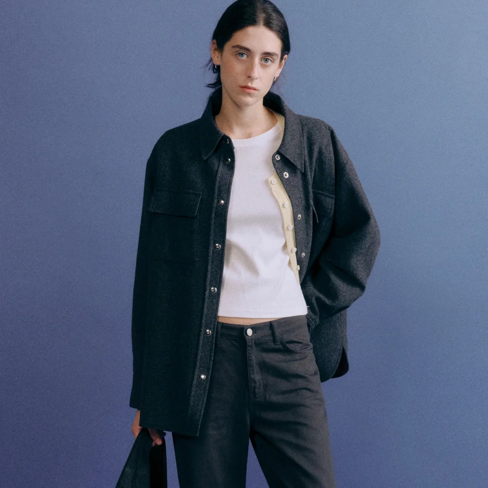 Mer Wool Quilted Jacket (Charcoal)
