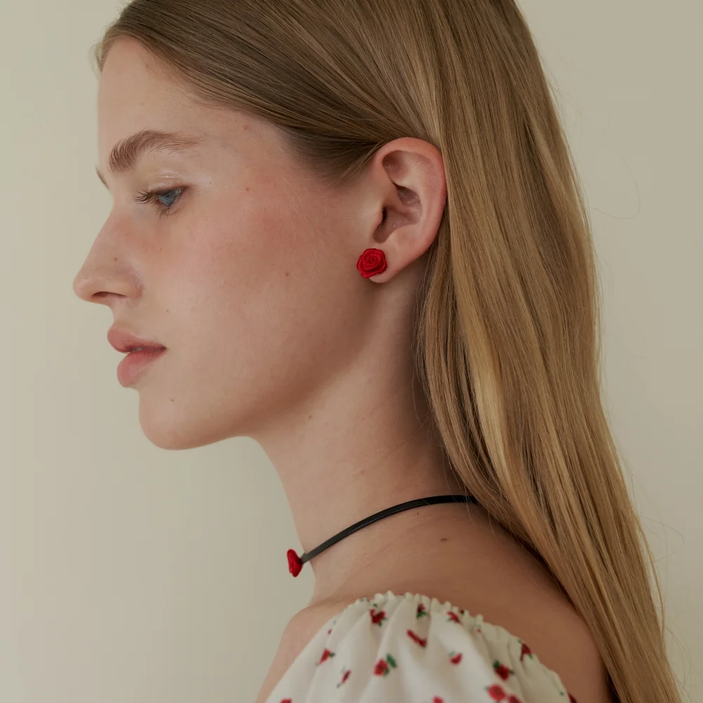 Satin Rose Earrings