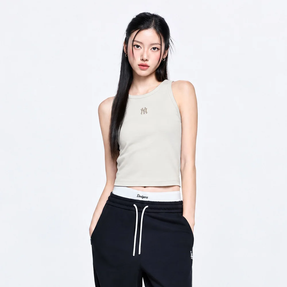 女裝 基本款 小標誌 修身 短版 背心 T恤 NY (Cream)