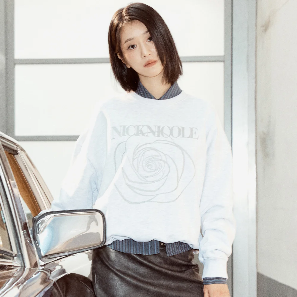 NICOLE ROSE PRINTING SWEATSHIRT_MELANGE SILVER