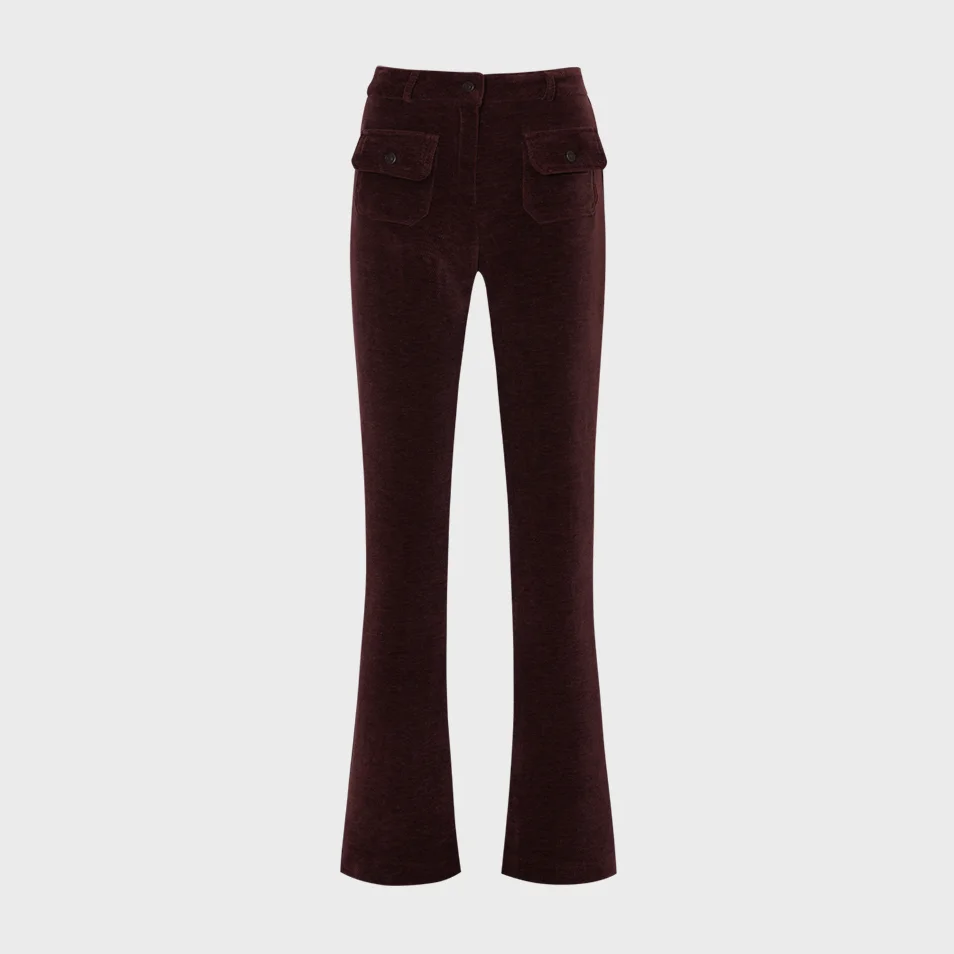 Linda Boots Cut Corduroy Pants (Wine)