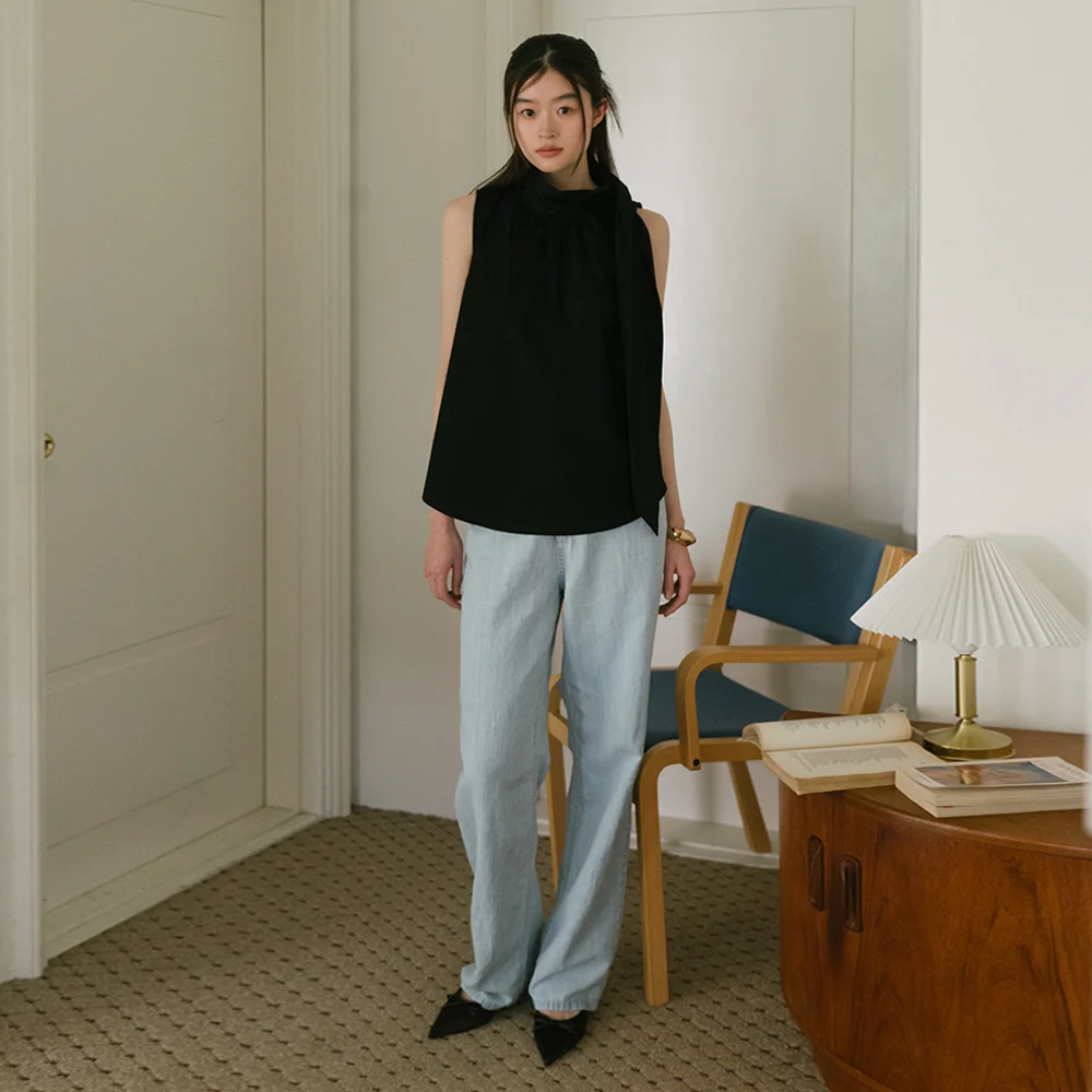 linen slub denim pants_light blue