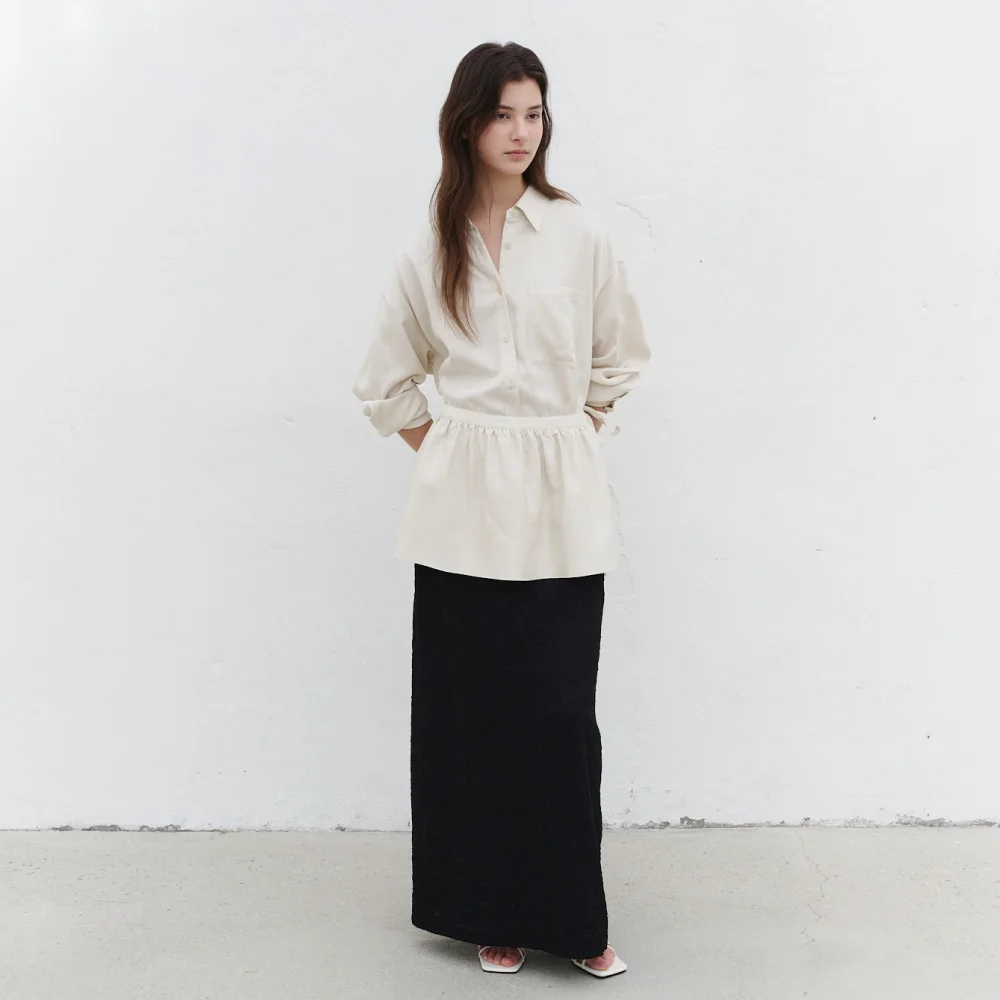 新色 Amlie Loose-Fit Shirt -Skirt_ivory