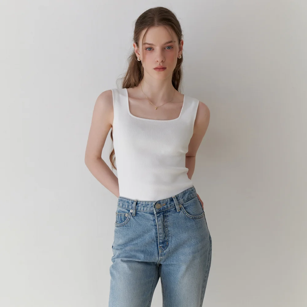 Square knit sleeveless (ivory)