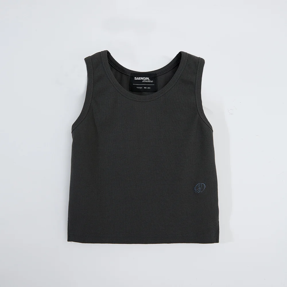 HEAVY RIBBED SLEEVELESS SHIRT_ CHARCOAL