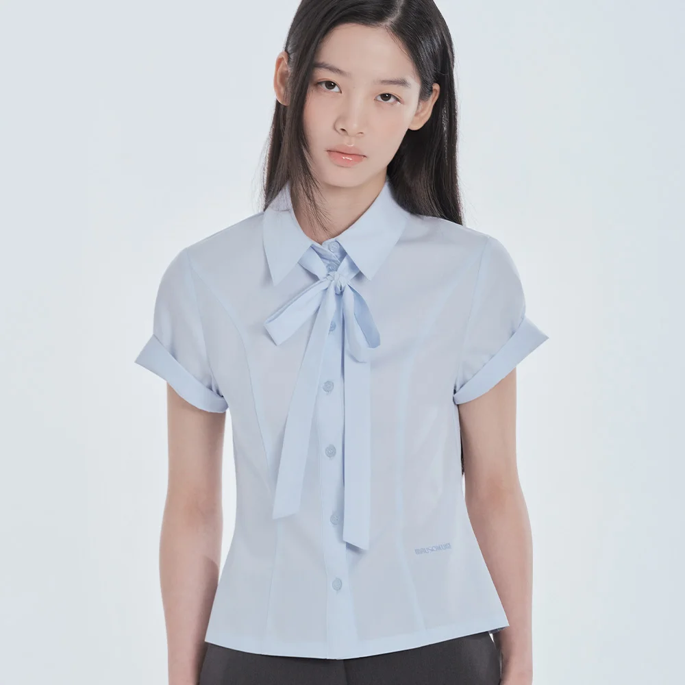 Half-Sleeve Tailored Shirt - Sky Blue