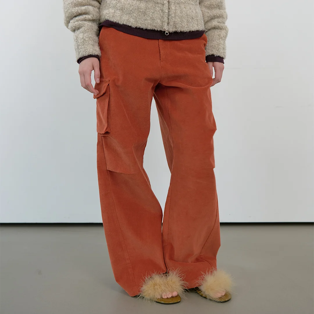 CORDUROY CARGO PANTS_BRICK