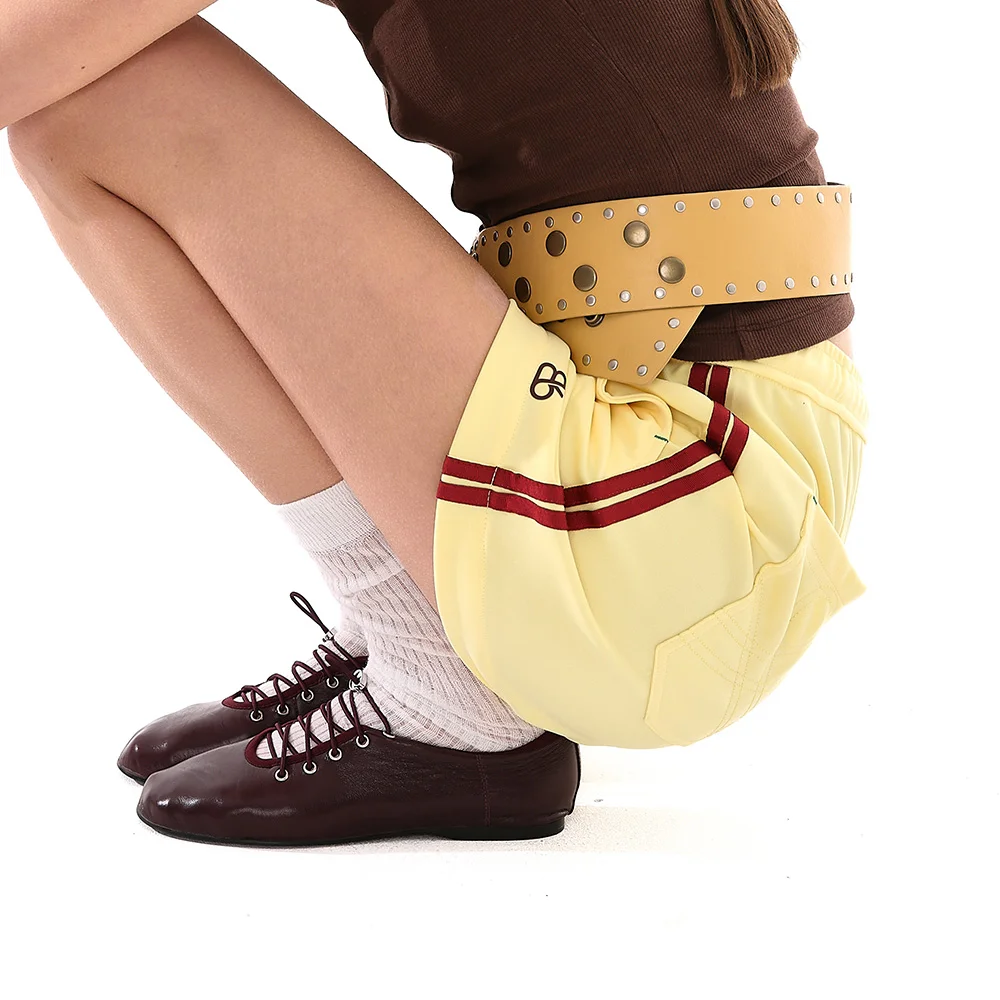 針織 運動 短褲 (Light Yellow)
