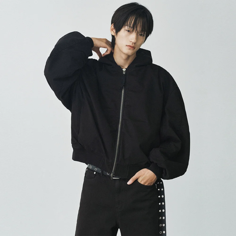 SHIRRING HOOD BOMBER JACKET
