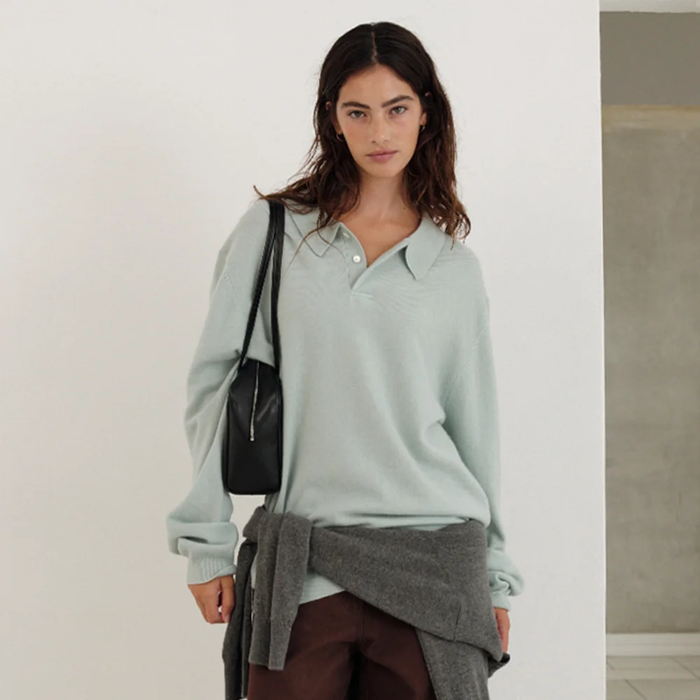 Oversized Cashmere Wimblyn Knit Polo Shirt_Mint