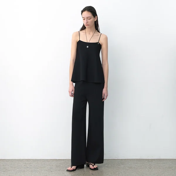 ANNA SEMI WIDE SET-UP KNIT PANTS(PT-5640)_2Colors