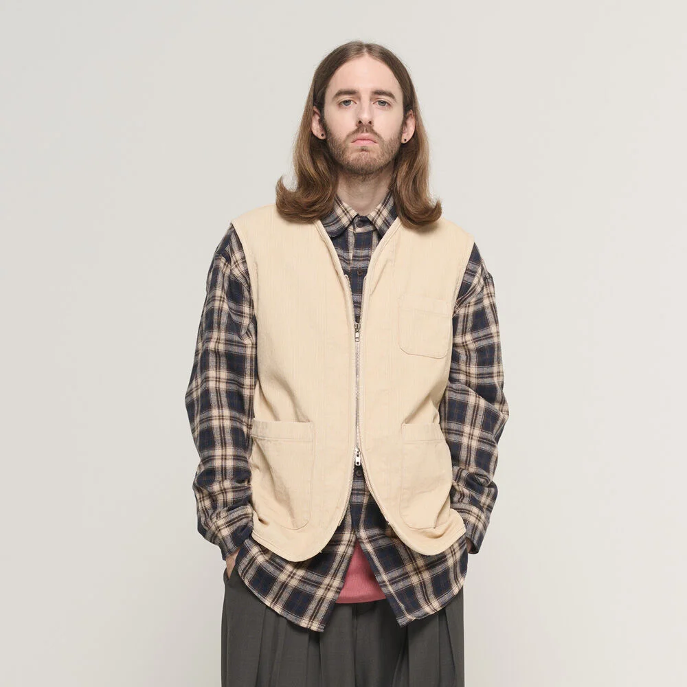 CORDUROY AMEKAJI POCKET VEST (BEIGE)
