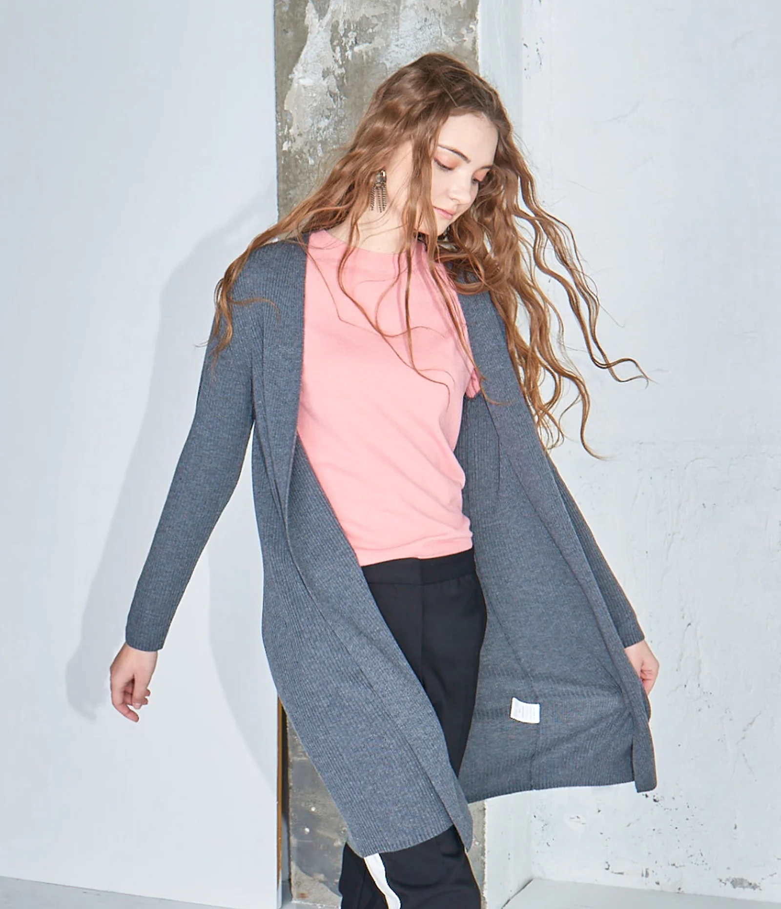 Merino wool Open front cardigan #Charcoal