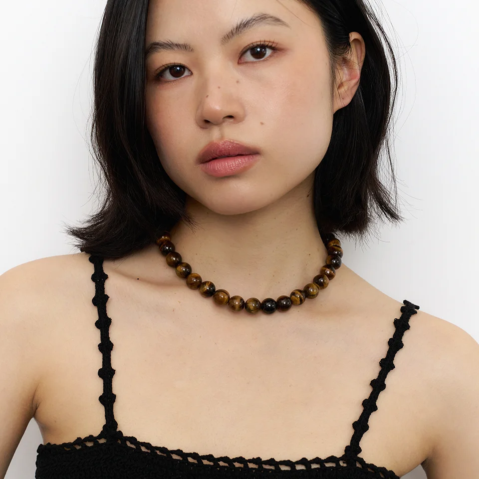 tiger eye gem necklace - 12mm
