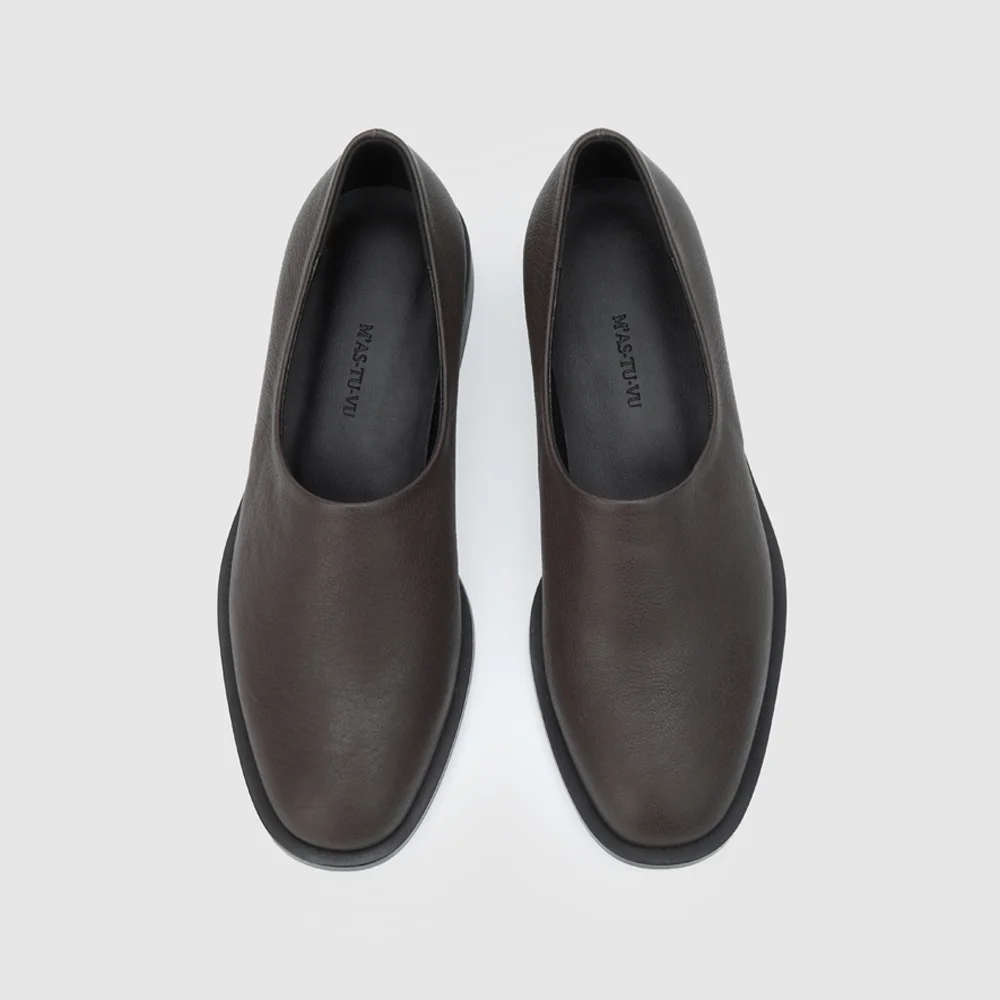 manon round slip-on shoes (dark olive)