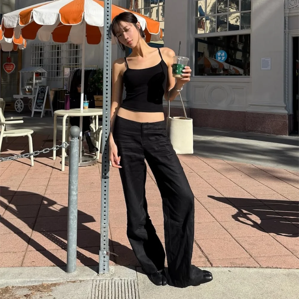 G LINEN SLACKS (BLACK)