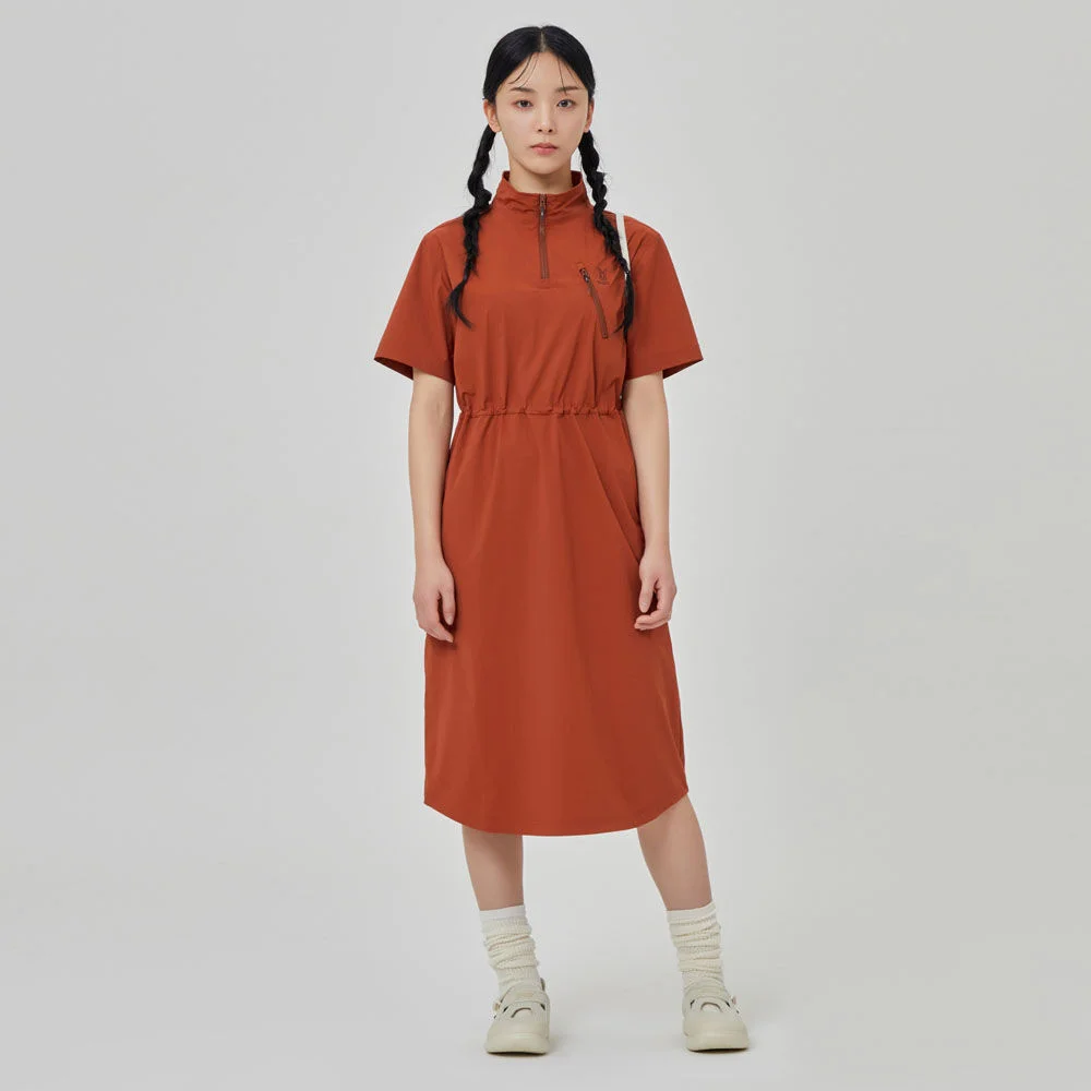 Ice Clash Stand Neck 連衣裙 女裝(D.ORANGE)