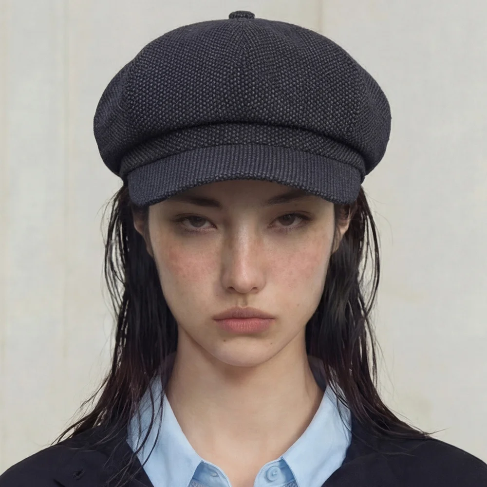 純棉 復古 日常 報童帽 獵人帽 CASTRO BERET / STITCH / NAVY