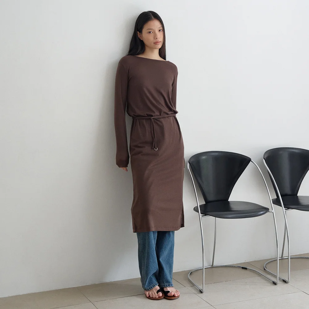 Side cut dress (Brown)