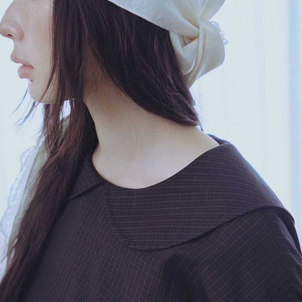 CHECK VOLUME DRESS - DARK GREEN