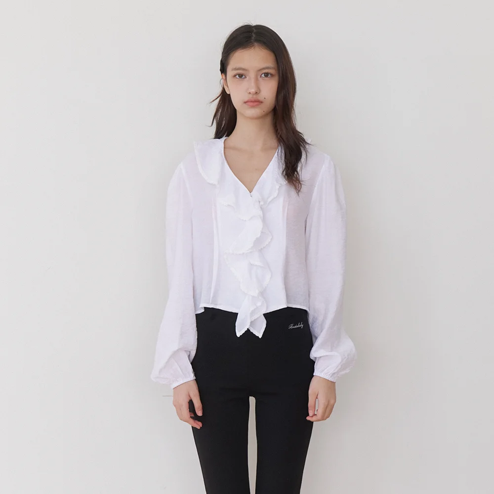 cascade ruffle blouse - off white