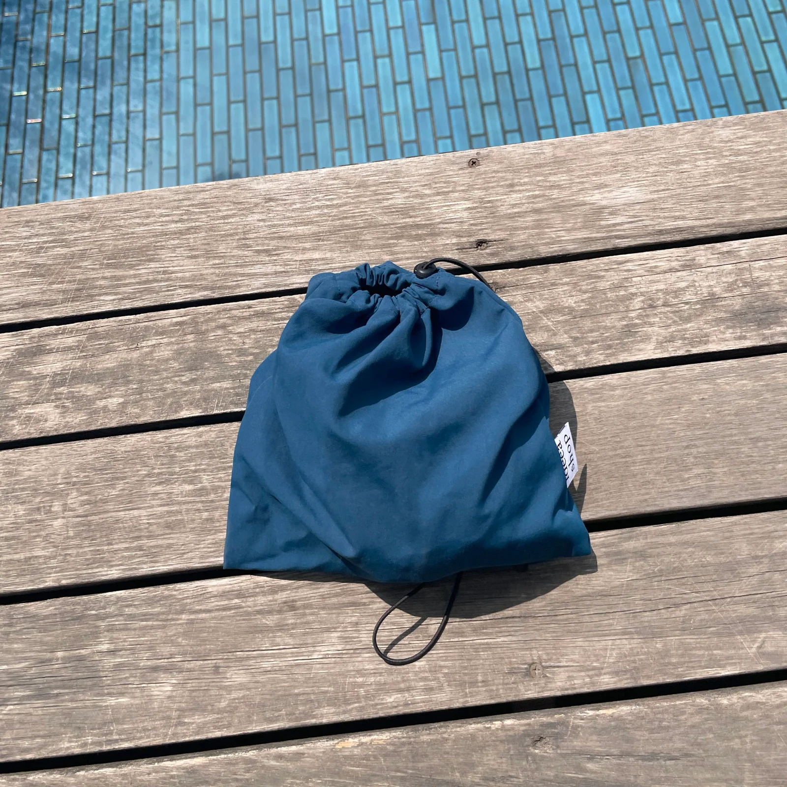 recycle string pouch / lake blue 化妝袋