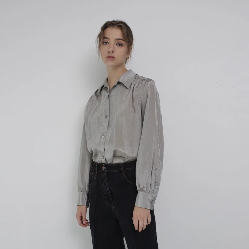 Blouse Open Collar London Fog