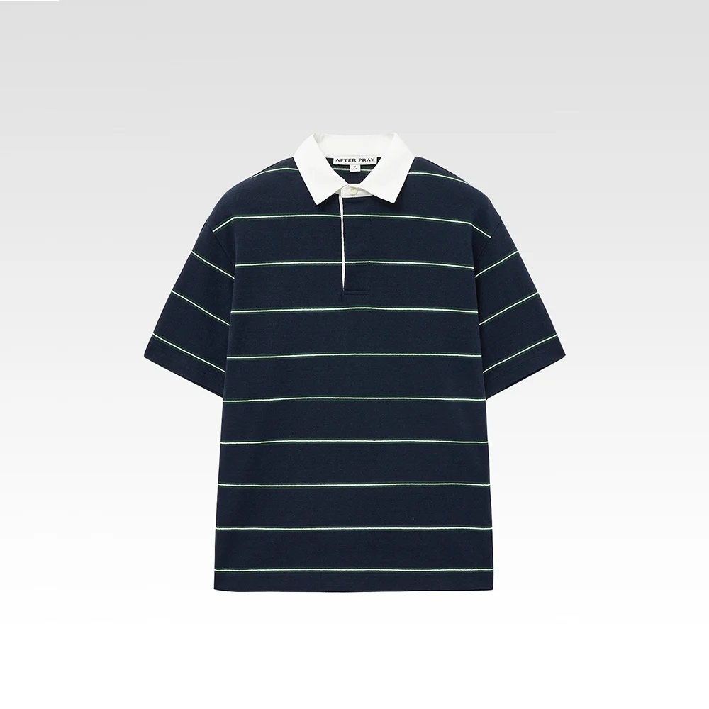 Linear 條紋 Polo 襯衫 海軍藍