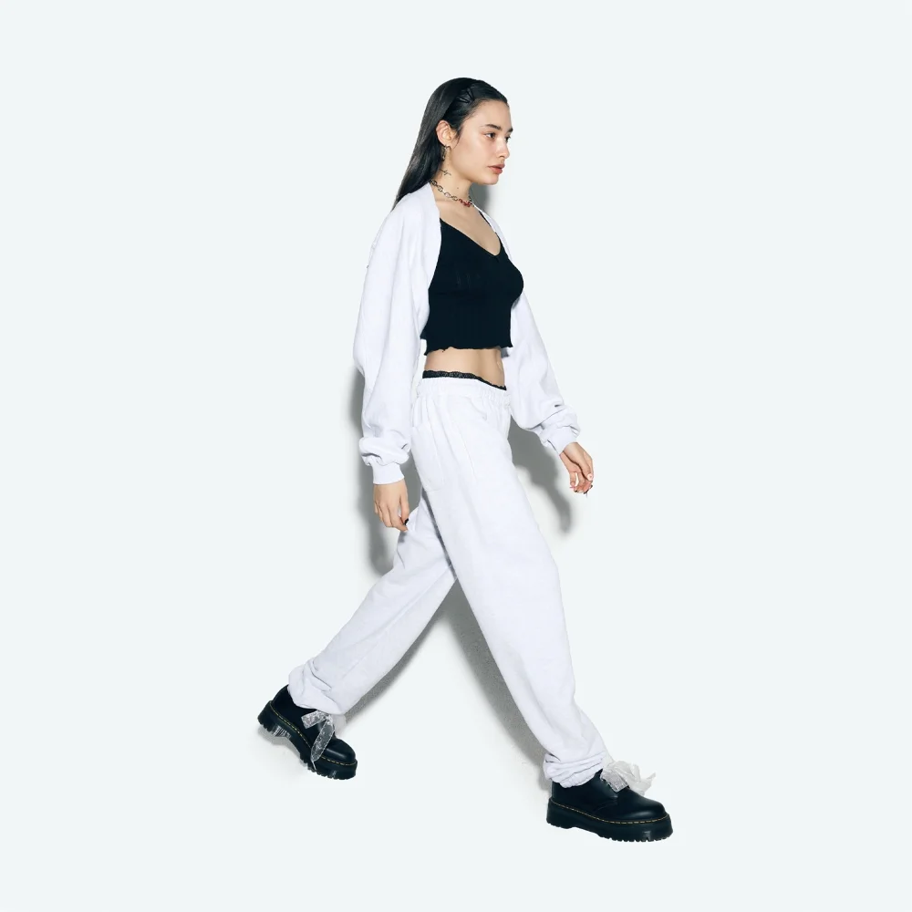 RIBBON JOGGER PANTS WHITEMELANGE