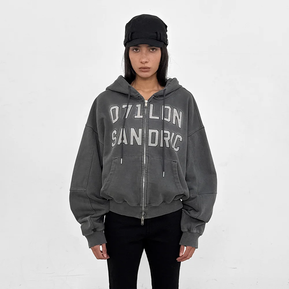 PIGMENT OVERFIT HOOD ZIP UP_CHARCOAL