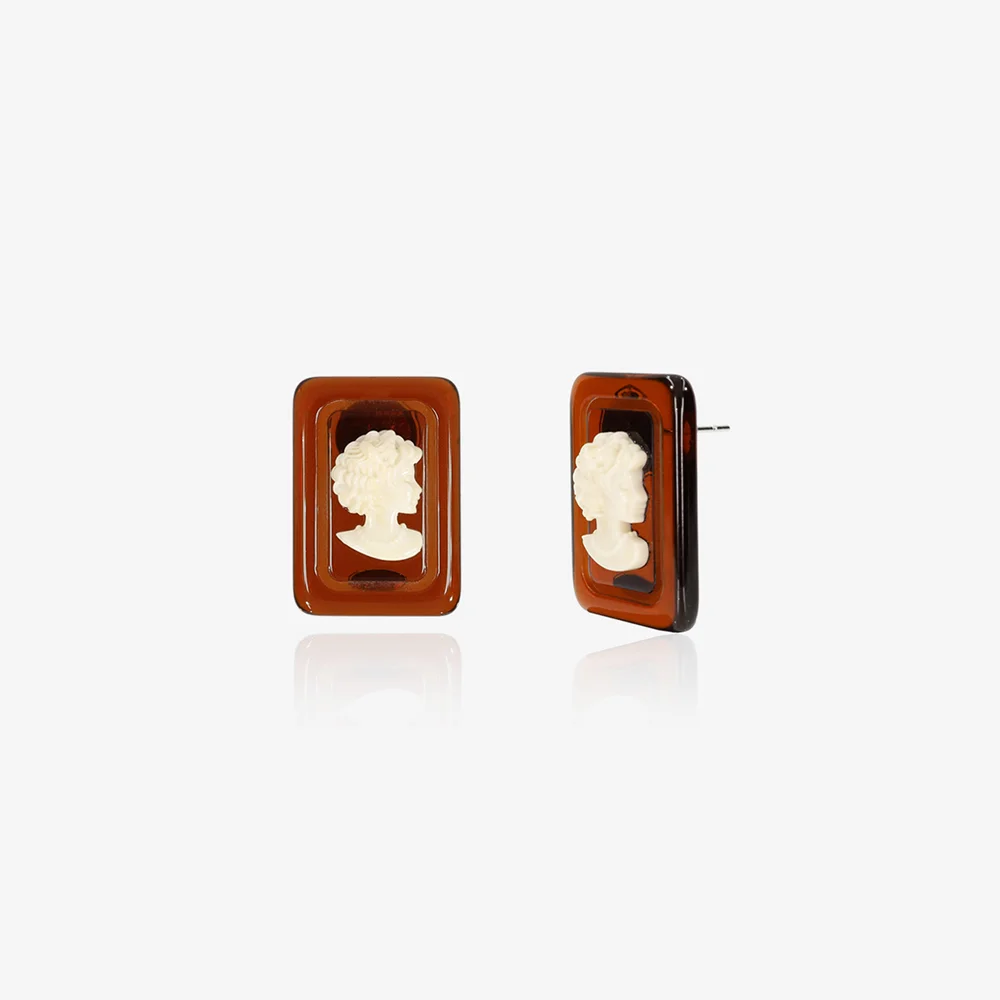 Console stud earrings, AMBER