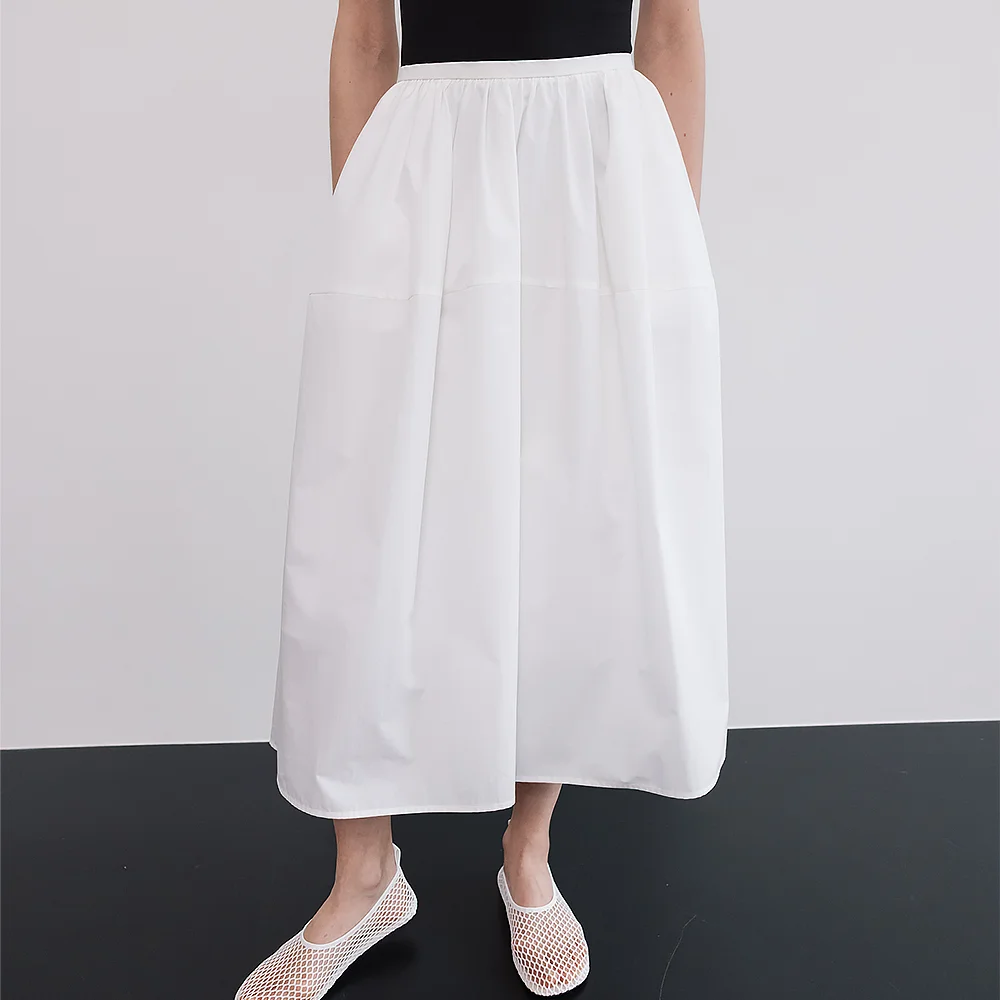 VOLUMINOUS GATHERED A_LINE MAXI SKIRT_OW