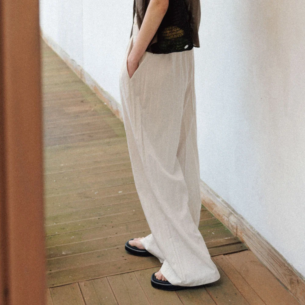 Wide Banding Pants(Ash Grey)