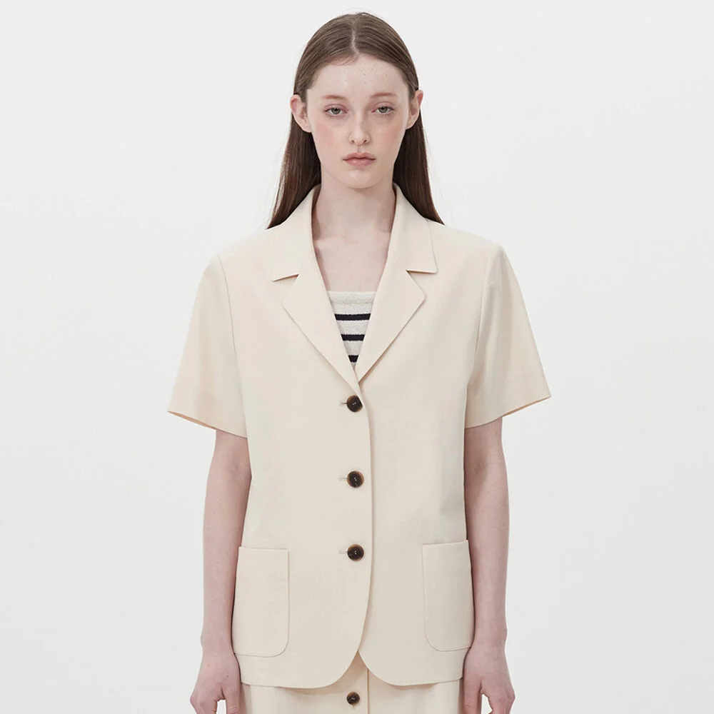 3-button half sleeve jacket_butter