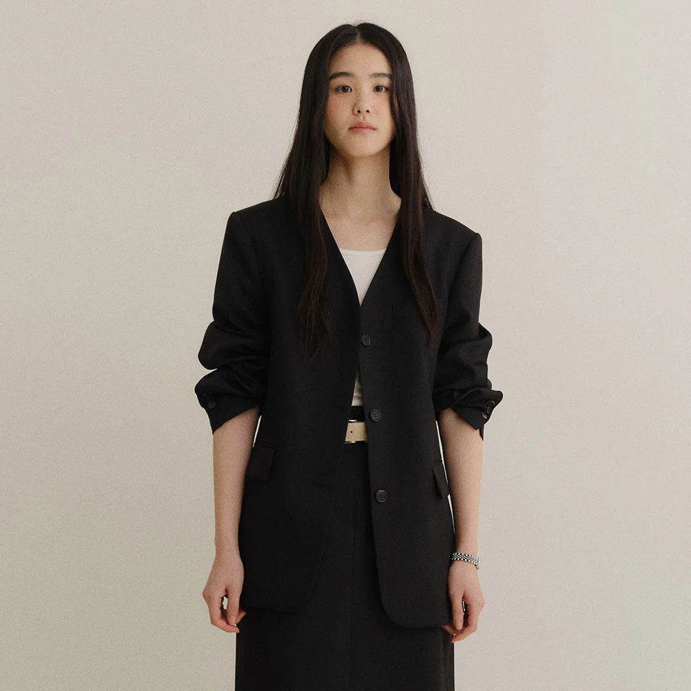 LIS NOCOLLAR JACKET (BLACK)