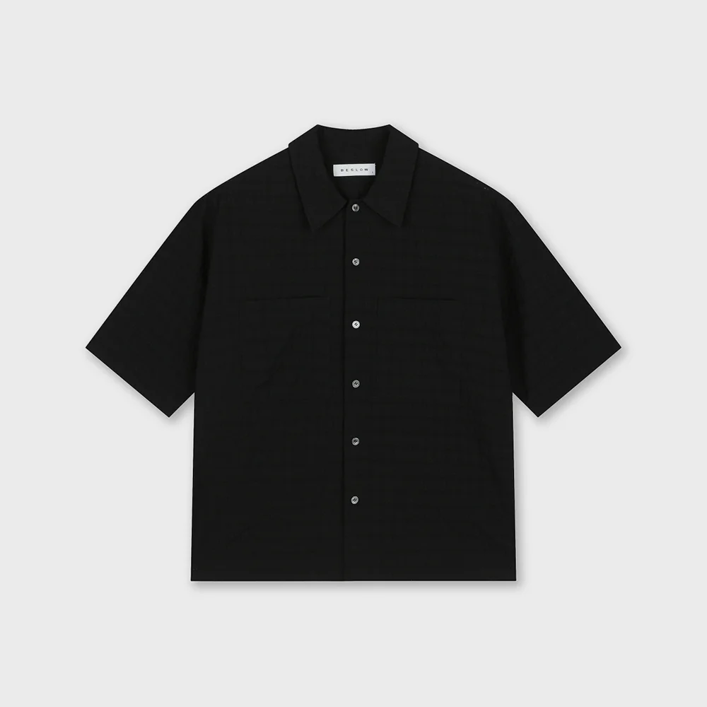 RELAXED CHECK HALF SHIRT BLACK