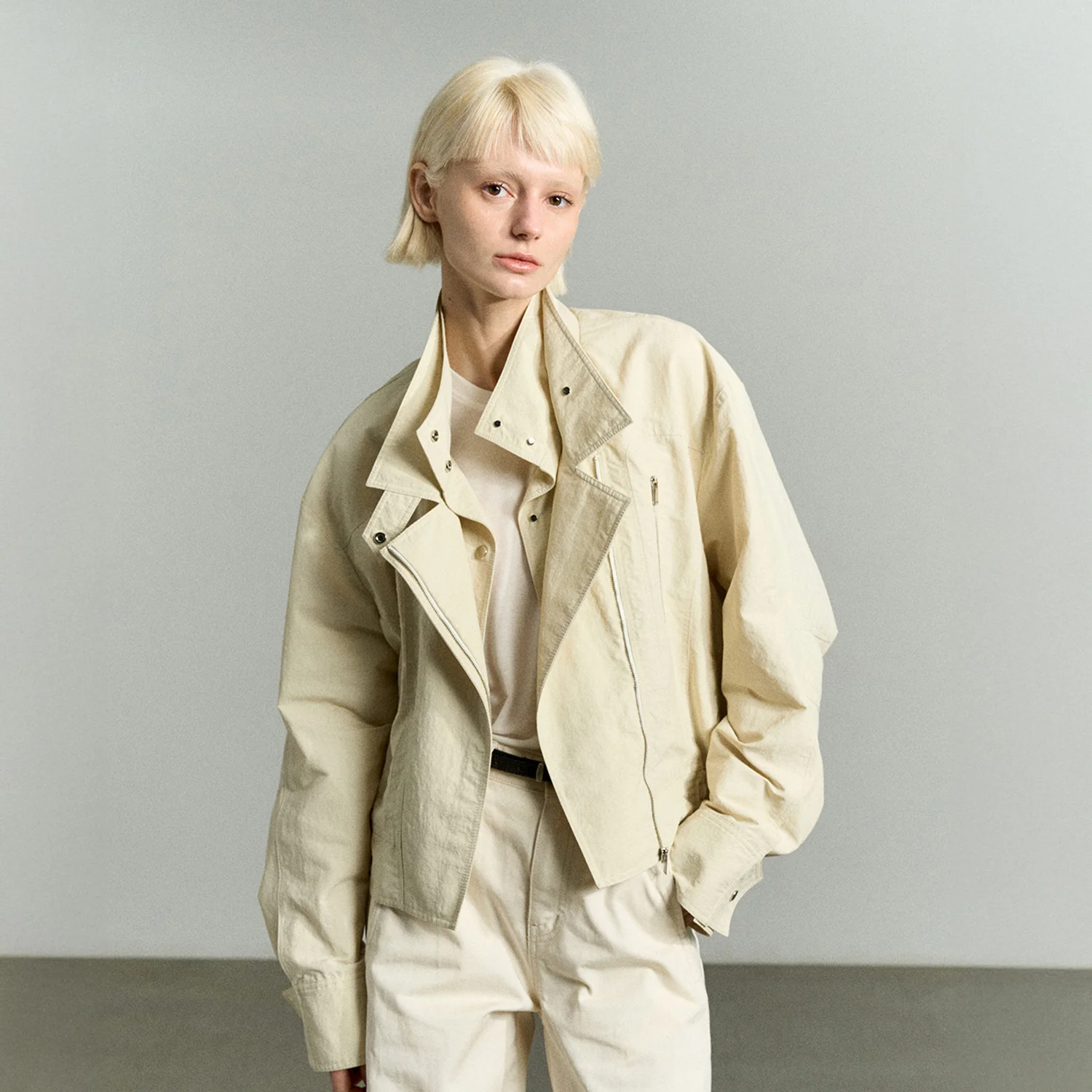 BIKER COTTON-BLEND JACKET CREAM