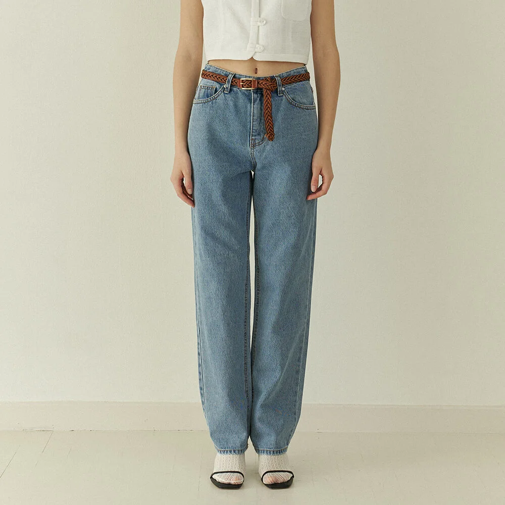 Logging denim pants Middle blue