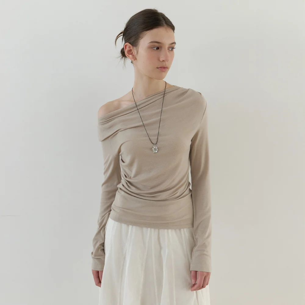 Orrin shirring t-shirt (beige)