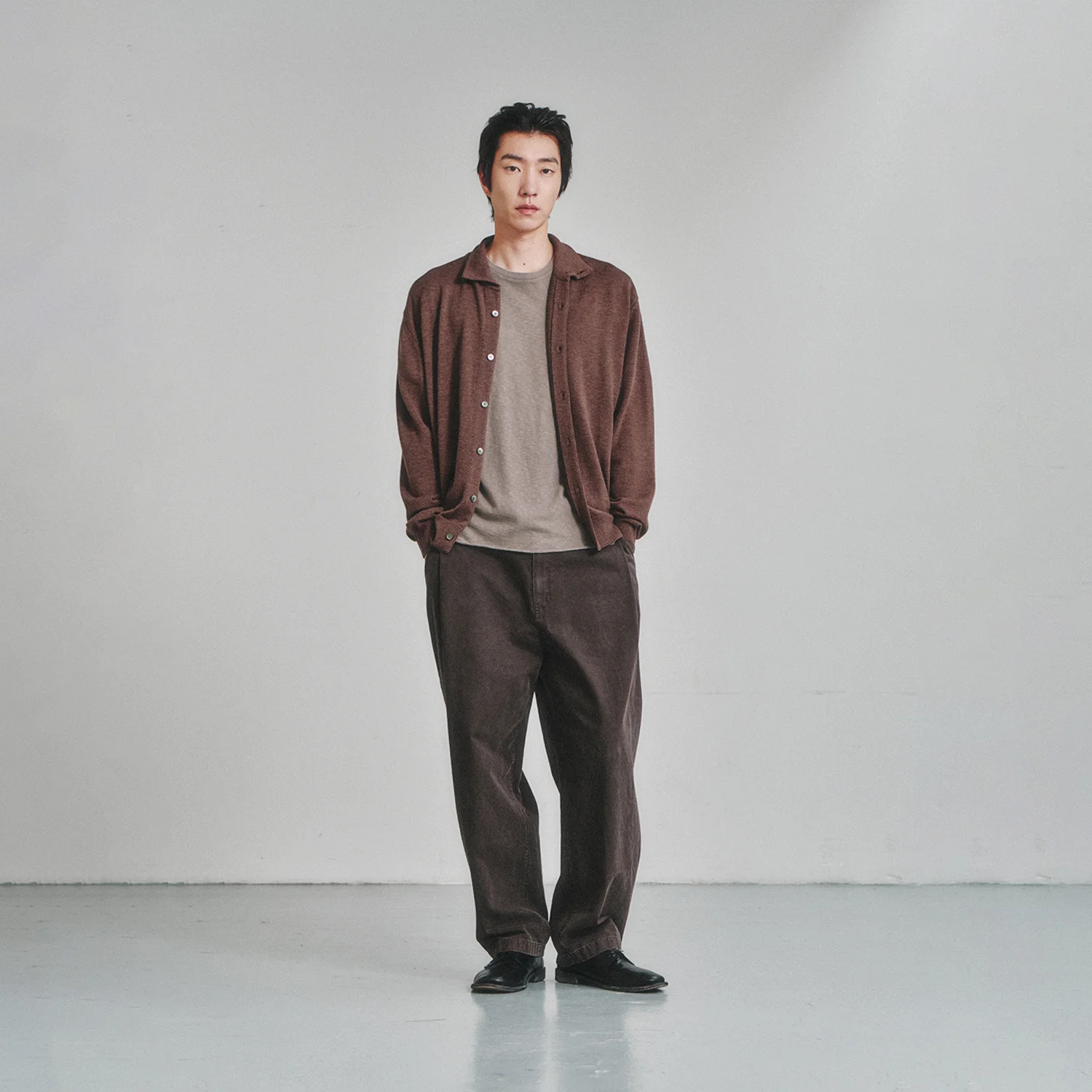 High Collar Cardigan_Wood