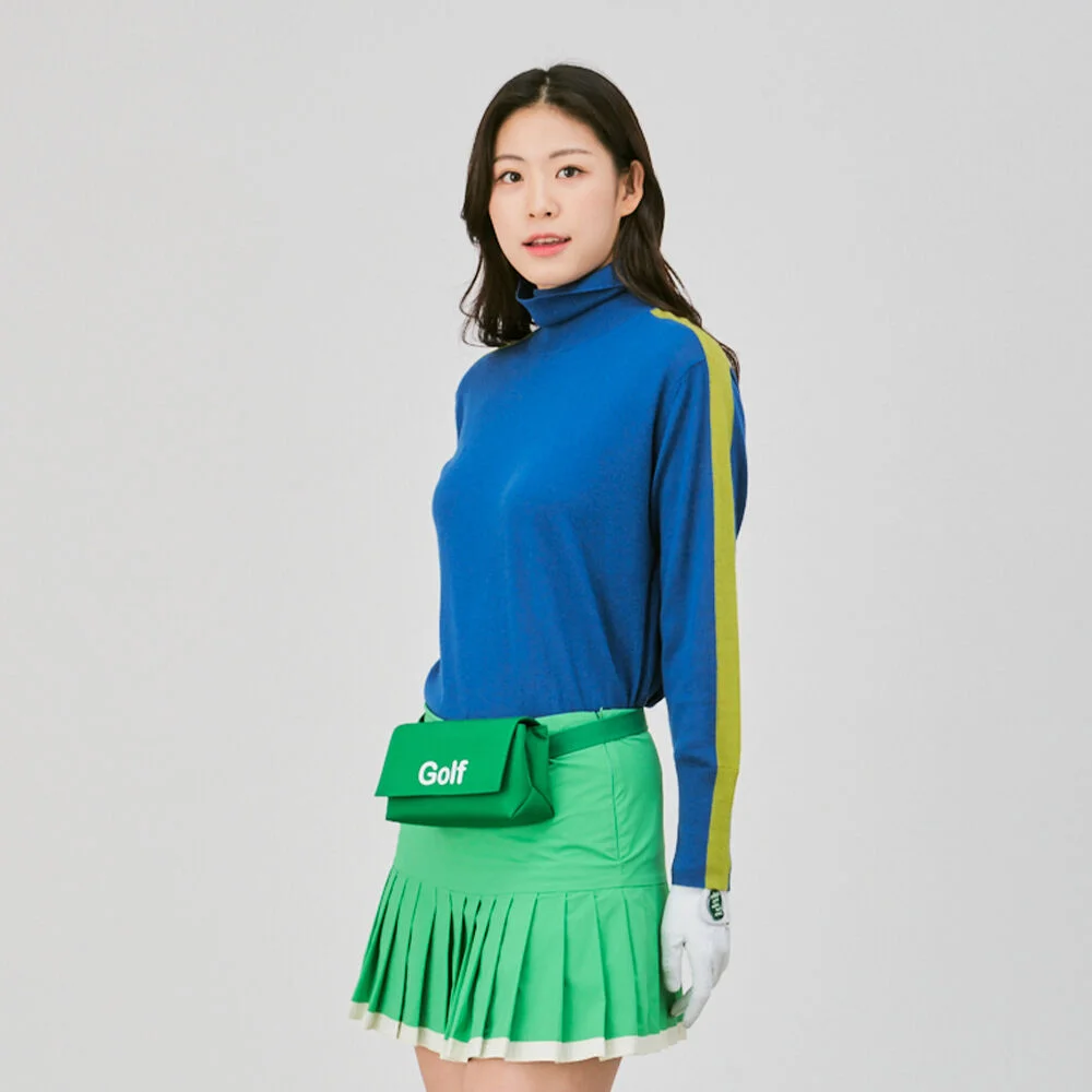 turtle neck blue w/light green stripe (100% fine wool)