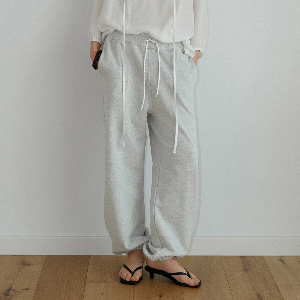 Cotton logo sweatpants_white melange