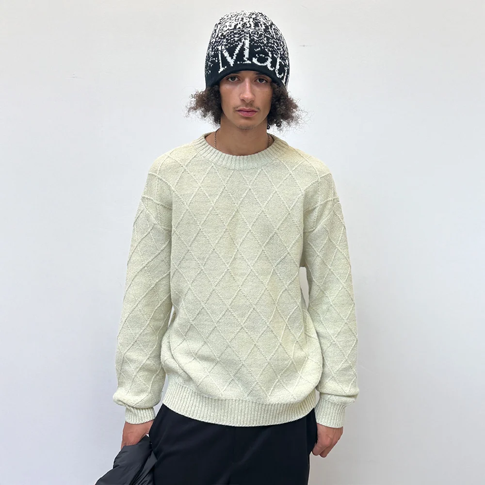 ARM PATCH KNIT PULLOVER FOR MEN IN LIGHT GREEN