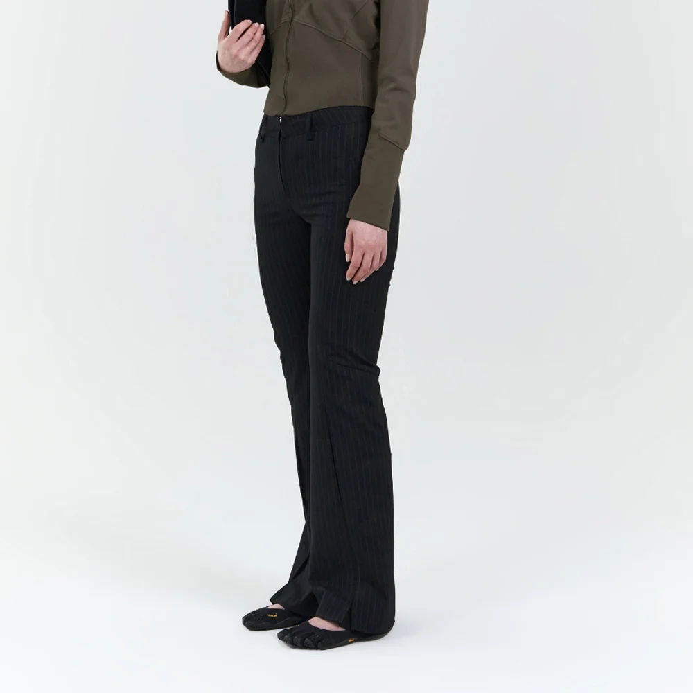 WOMENS STRIPE BOOTCUT PANTS BLACK (STRIPE)